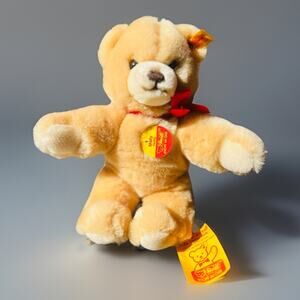 Vintage Steiff Molly Teddy 0321/22 9” Champagne Blind Ear Chest Toe Tags 1980s